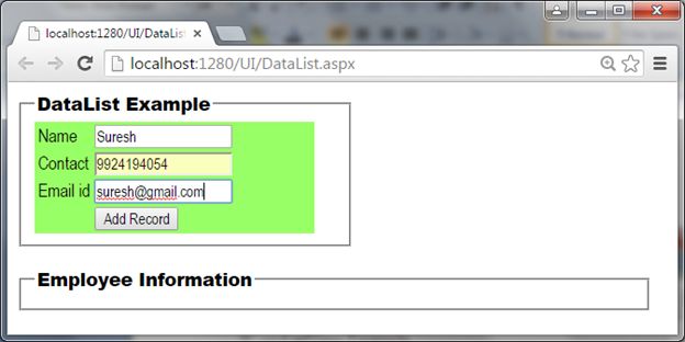 Fill Record and save